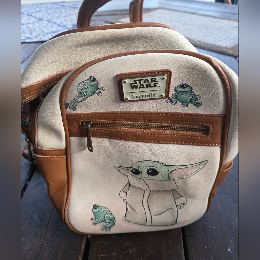 Disney X Loungefly Star Wars Grogu Baby Yoda Backpack Mini Brown Kawaii - Picture 6 of 12